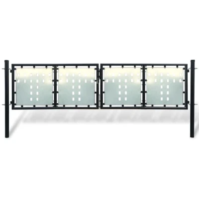 Image of vidaXL Black Double Door Fence Gate 300 x 150 cm