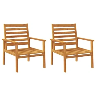Image of vidaXL Solid Acacia Wood Garden Sofa Chairs Set of 2 Outdoor Patio Armchairs, Brown, with Armrests/Backrest, for Garden/Balcony/Camping, Comfortable Seating