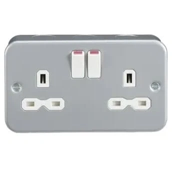 Image of Mr. Gadget&#039;s Solutions® 2 Gang Double Mains Metal Clad Switched Socket Outlet 13A