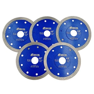 Image of SHDIATOOL Diamond Cutting Disc 5PK 115mm / 4.5 Inch Super Thin X Mesh Turbo Saw Blade for Tile Marble Ceramic Porcelain