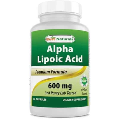 Image of Best Naturals Alpha Lipoic Acid 600 mg 60 Capsules ALA Powerful Antioxidant (60 Count (Pack of 1))