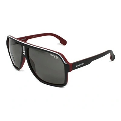 Image of Carrera Aviator Unisex Black Silver Red Grey Polarized Sunglasses One Size