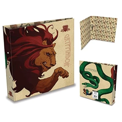 Image of HARRY POTTER Ring Binder, Gryffindor and Slytherin Design Official Merchandise, Black