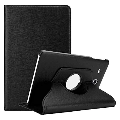 Image of Cadorabo Tablet Case works with Samsung Galaxy Tab E (9.6&quot; Zoll) SM T561 / T560 in ELDER BLACK Book Style Protection Cover WITHOUT Auto Wake Up Stand Function and Elastic Strap Fastener