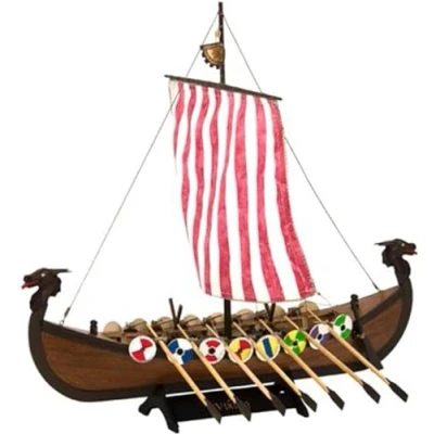 Image of Artesanía Latina Wooden Ship Model Kit Nordic Sailboat, Drakkar Viking 19001N, 1:75 Scale Models to Assemble Initiation Level