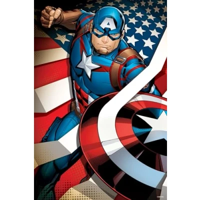 Image of PRIME 3D Marvel Captain America Lenticular Jigsaw Puzzle 31cm x 46cm 300 pcs Games &amp; Puzzles Ages 6+