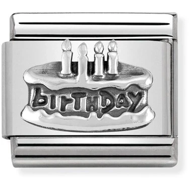Image of Nomination Silver Birthday Cake Charm
