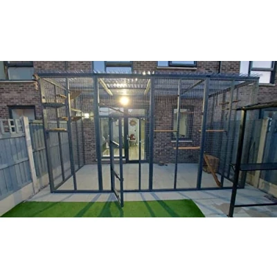 Image of Catio/Three Sided Cat Lean to 376cm x 188cm 262cm (With large Shelves pack, Black paint)