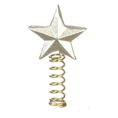 Image of Melody Jane Dolls House Christmas Tree Topper Silver Star Decoration Ornament 1:12 Accessory