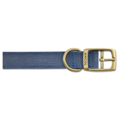 Image of Ancol Timberwolf Comfortable Durable Leather Blue Dog Collar Pet Training Accessory 55 63 cm, Size 8