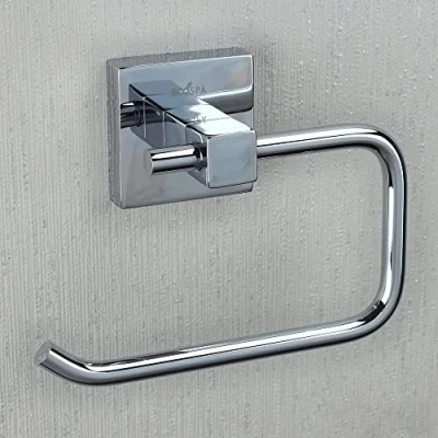 Image of ECOSPA Modern Toilet Roll Paper Holder, Wall Mounted Bathroom Tissue Rack, Polished Chrome Finish