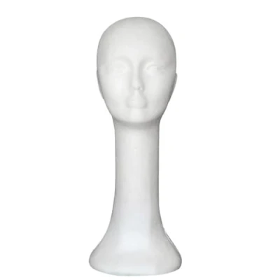 Image of Mannequin Head Model Abstract Long Neck Foam Female Wig Hat Glasses Display Stand for Business Manikin