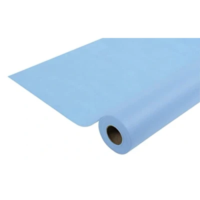 Image of Disposable spun bound non woven tablecloth Roll 6 M long X 1.20 wide Tear proof, water repellent and wipe able material sky blue (pastel)