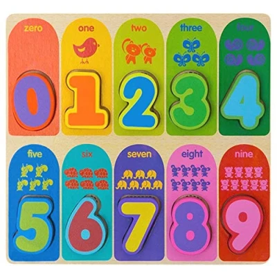 Image of Jacootoys Number Wooden Chunky Puzzle Preschool Early Educational Toys Gift for Kids 10 Pieces