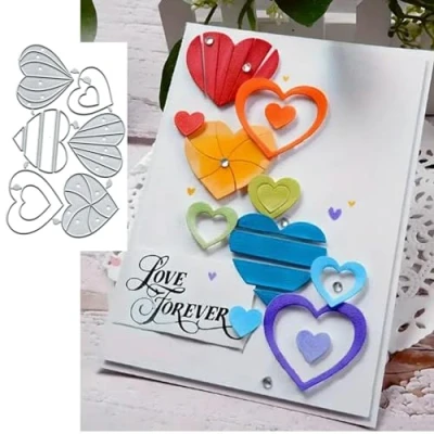 Image of 6pcs Heart Love Metal Die Cuts,Valentine&#039;s Day Cutting Dies Cut Stencils for DIY Invitation Card Scrapbooking Album Embossing Paper Making