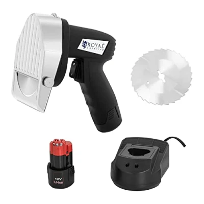 Image of Royal Catering Electric Kebab Slicer Meat Cutter Shawarma Knife 3000rpm 60kg/hr Battery RCKK 80WL (Blade 10cm, Cutting Width 0 8mm, Life 120 min)