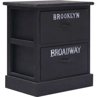 Image of vidaXL Nightstand Black 38x28x45 cm Paulownia Wood
