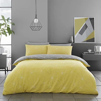 Image of GC GAVENO CAVAILIA Printed Duvet Cover Sets, Reversible Bedding Bed Set, Polycotton Quilt Covers, Rex Ochre, King