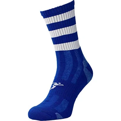 Image of Precision Pro Hooped Gaa Mid Socks Junior Royal/white 3 6