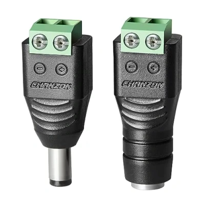 Image of CHANZON 10 Pairs 12V DC Power Jack Connector 5.5mm x 2.1mm Male and Female 24V Socket for Led Light Strip CCTV Security Camera Cable Wire Ends Plug Barrel Adapter