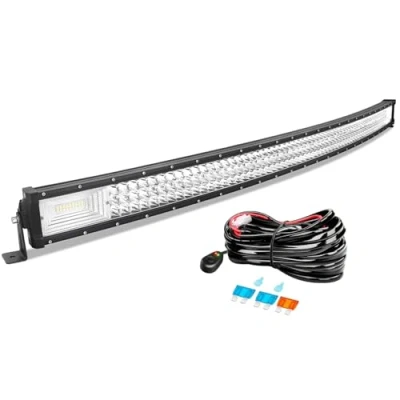 Image of AUXTINGS 52 inch 675W Curved Triple Row 7D Led Work Light Bar Spot Flood Combo Beam with Wiring Harness DC 12V 24V 6000K Offroad Vehicles 4x4 Atvs Utvs