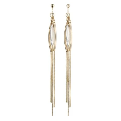 Image of Clip On Earrings Gold Plated Dangle Earring With Long Chains Darcie