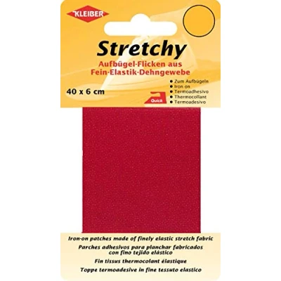 Image of Kleiber Iron On Elasticated Clothing Repair Tape, 40cm x 6cm, Dark Pink, Red