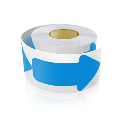 Image of Arrow Floor Stickers Vinyl 5 x 10 cm Self adhesive Direction Arrows Sign Waterproof Removable 200 Labels per Roll Blue