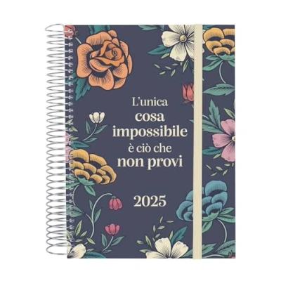 Image of Finocam Spiral Design Collection 2025 Diary 1 Page per Day January December (12 Months) Impossible Italian