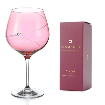 Image of DIAMANTE Swarovski Pink Gin Copa Glass Single with &#039;Pink Silhouette’ Coloured Crystals
