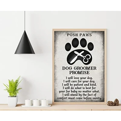 Image of Bioprocess Dog Groomer Promise Poster Gift For Lovers Grooming Salon Decor Plaque Wall Metal Sign 8X12 Inches