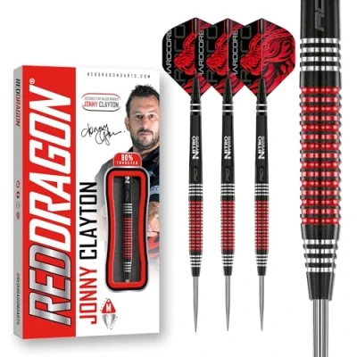 Image of RED DRAGON Jonny Clayton Special Edition 22 gram Professional Tungsten Darts Set with Flights and Stems (Shafts)
