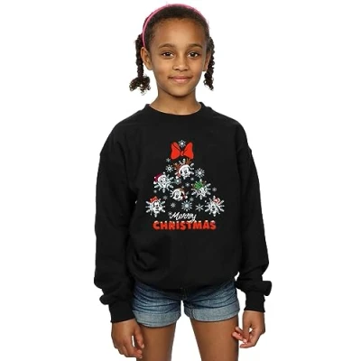 Image of Disney Girls Mickey Mouse and Friends Christmas Tree Sweatshirt Black 12 13 Years