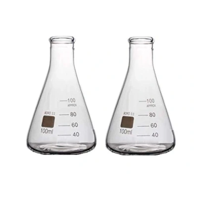 Image of Rocwing Borosilicate 3.3 Glass Graduated Conical Erlenmeyer Flask for Laboratory (100ml, 2 in a pack)