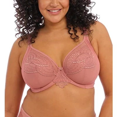 Image of Elomi Women&#039;s Priya Underwire Plunge Bra, Opaque, Rose Gold, 44FF US