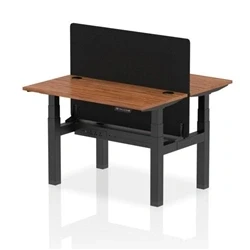Image of Air B2B 1200x600mm Adjustable 2P Bench Desk CP Walnut/Black + Screen