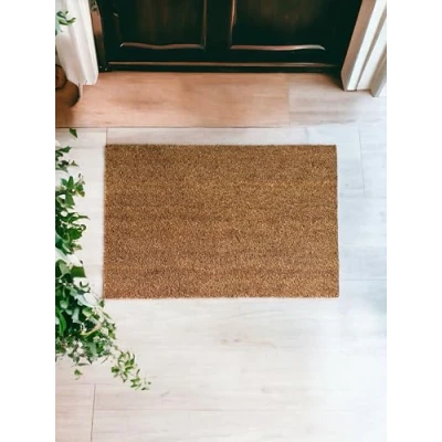 Image of Natural Coco &amp; Coir Door Mat Indoor Outdoor Eco Friendly Premium Quality Non Slip Entrance Welcome Front Doormat Latex Backed Removes Grass, Mud Dirt 40x60cm