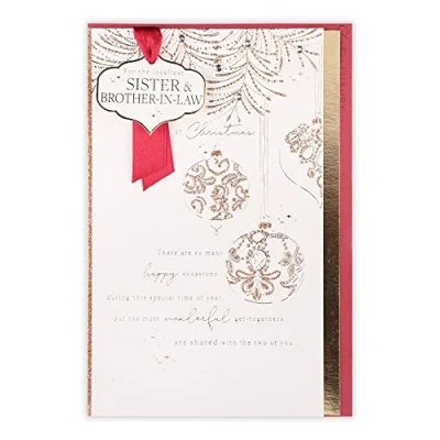Image of Clintons: Sister and Brother in Law Classic Decorative Baubles Christmas Card, Multi Colour, 155 x 235 (1181388)