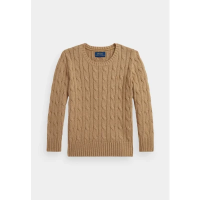 Image of Polo Ralph Lauren Cableknit Cotton Jumper for kids, Size: 18 20y, Camel