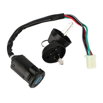 Image of Ignition Key Switch, Universal 4 Pin Barrel Motorcycle Engine Start Switch Waterproof Motorbike Wires Male Plug for Off road Atv Dirt Bike