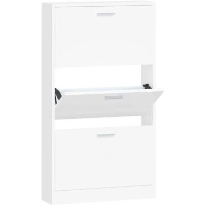 Image of vidaXL Shoe Cabinet White 59x17x108 cm Engineered Wood