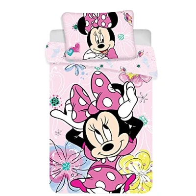 Image of Minnie Mouse butterfly toddler bed linen, 100 x 135 cm, 40 60 100% cotton
