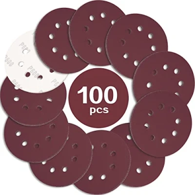 Image of STEBRUAM 100PCS 125mm Sanding Discs 600 Grit, 5 Inch 8 Hole Hook and Loop Pads for Random Orbital Sander