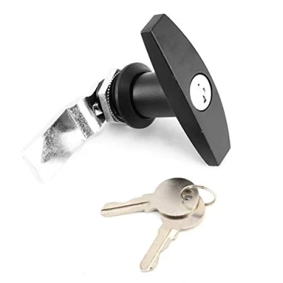 Image of Qiilu T Handle Lock, Key Lock for Toolbox, Garage Door, Trailer &amp; Caravan Canopy(Black)