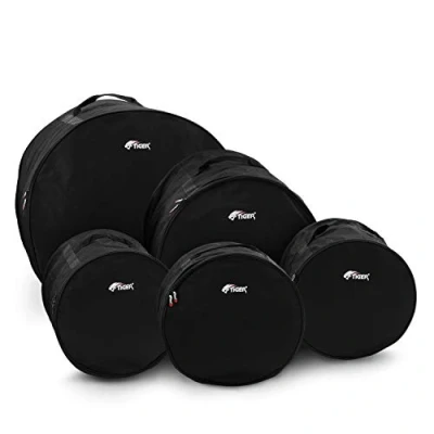 Image of TIGER DGB35 RKS 5 Piece Drum Kit Bags Set Standard Rock Sizes 22&quot;, 12&quot;, 13&quot;, 14&quot;, 16&quot; Black