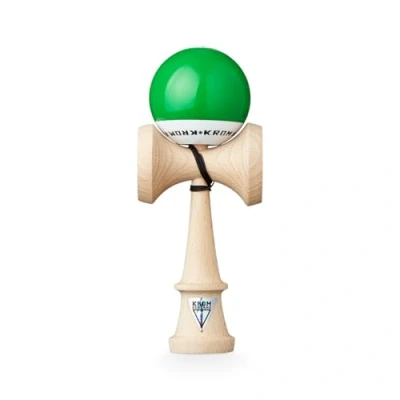 Image of KROM Kendama Pro Pop LOL Dark Green Japanese Bilboquet Wooden Toy for Adults and Children Pack: Spare String + Free Stickers