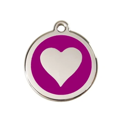 Image of Red Dingo Heart Enamel Dog Tag Purple Medium