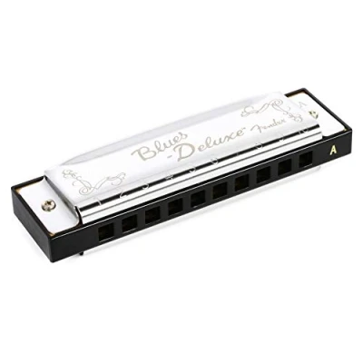 Image of Fender Blues Deluxe Harmonica, Key of A, 10 Holes, Nickel Chrome, Includes Case