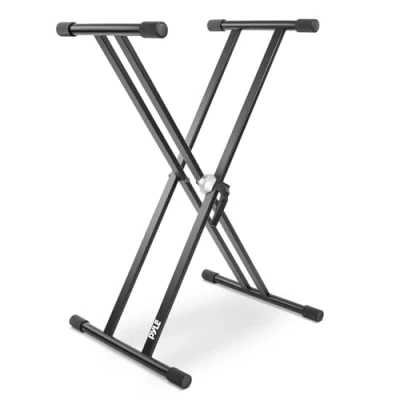Image of Pyle Keyboard Stand, Electronic Music Piano Stand Double Braced X Frame Design shape legs for Maximum Stability, Height Adjustable 39 95cm, Rubber Grip Foot Grasp, Durable Sturdy Metal