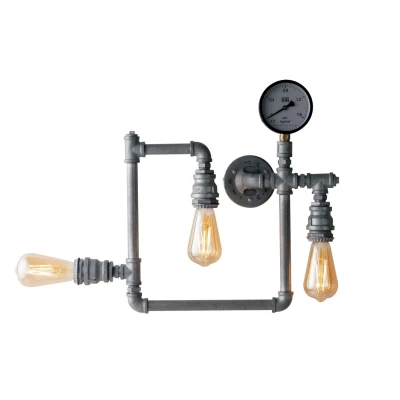 Image of Amarcord Pipe Effect Mutli Arm Flush Ceiling Lamp, Zinc, E27